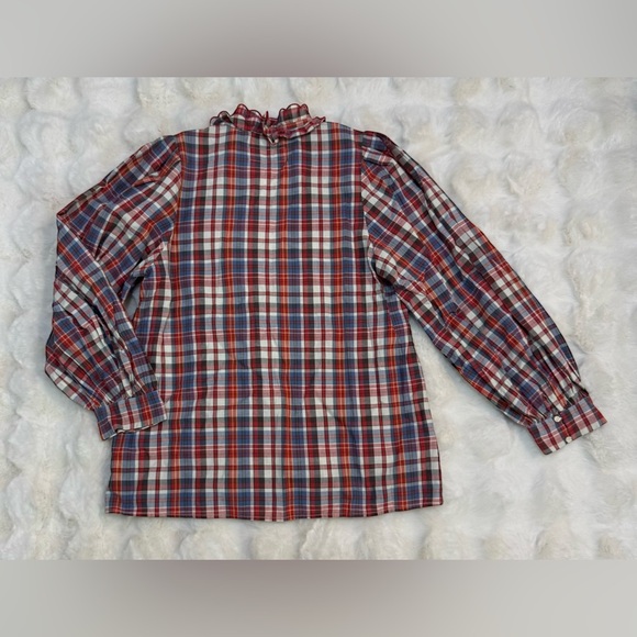 THE GREAT. Ruffle Plaid Button Down Blouse - Picture 2 of 8